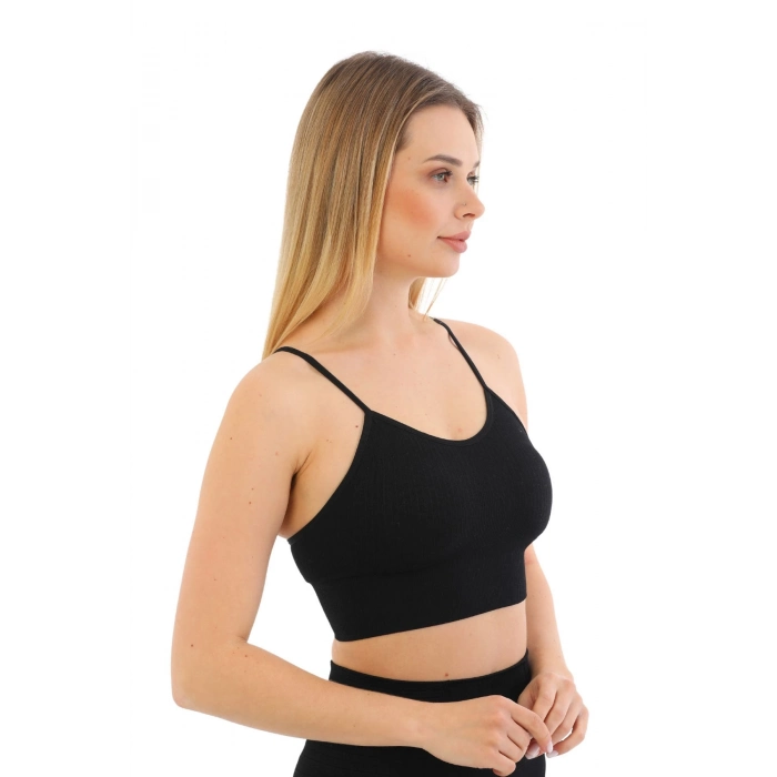 Özel Üretim Göğüs Toparlayıcı Sarkma Önleyen Spor Günlük İnce İp Askılı Pedli Fitilli Crop Büstiyer