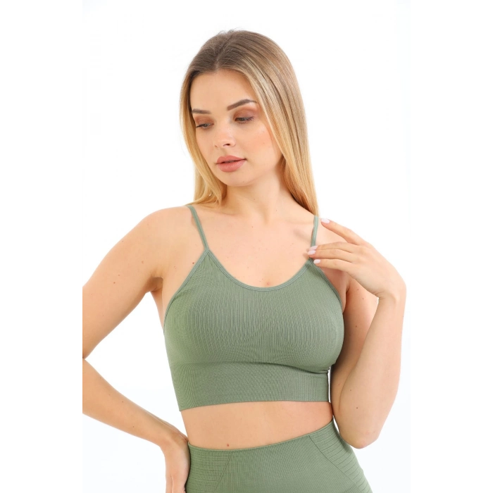 Özel Üretim Göğüs Toparlayıcı Sarkma Önleyen Spor Günlük İnce İp Askılı Pedli Fitilli Crop Büstiyer