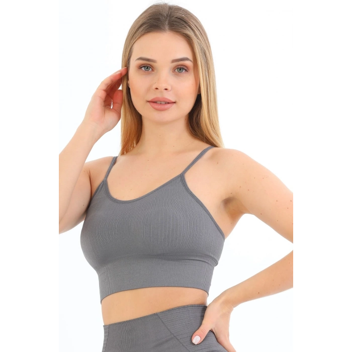 Özel Üretim Göğüs Toparlayıcı Sarkma Önleyen Spor Günlük İnce İp Askılı Pedli Fitilli Crop Büstiyer