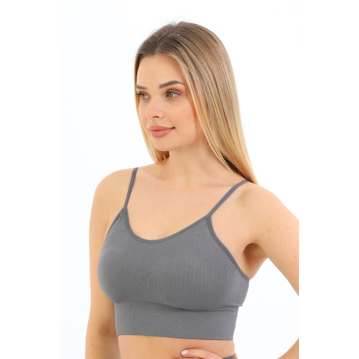 Özel Üretim Göğüs Toparlayıcı Sarkma Önleyen Spor Günlük İnce İp Askılı Pedli Fitilli Crop Büstiyer