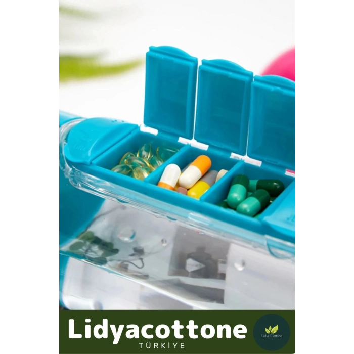 Özel Üretim Hap Bölmeli İlaç Saklama %100 BPA İçermez Su Matarası 600 Ml Suluk