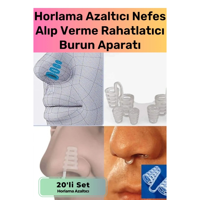 Özel Üretim Horlama Azaltıcı Nefes Alıp Verme Rahatlatıcı Uyku Önleyici Burun Delik Aparat 20li Set