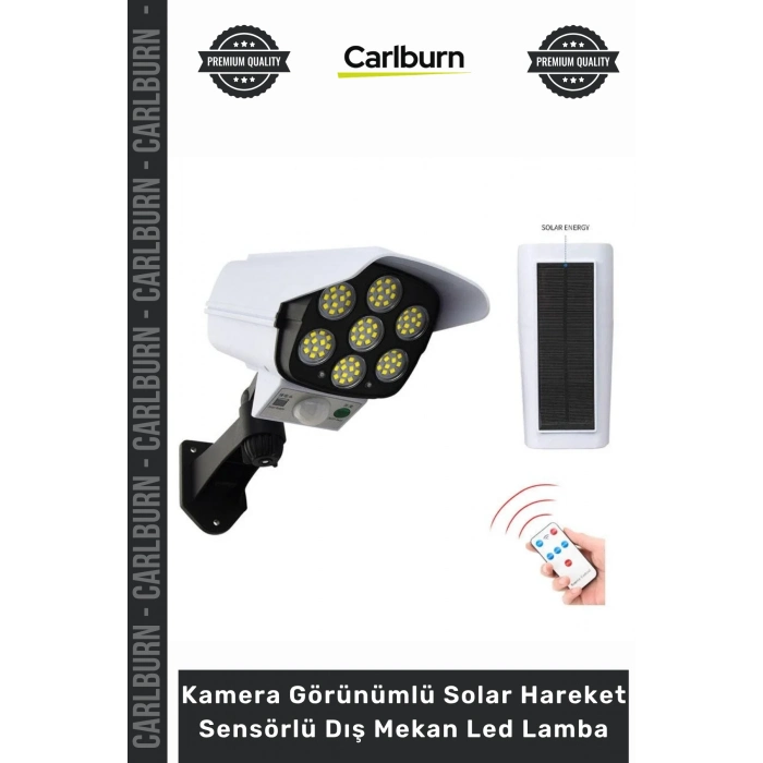 Özel Üretim IP65 Su Geçirmez Güvenlik Kamera Görünümlü Solar Hareket Sensörlü Dış Mekan Led Lamba