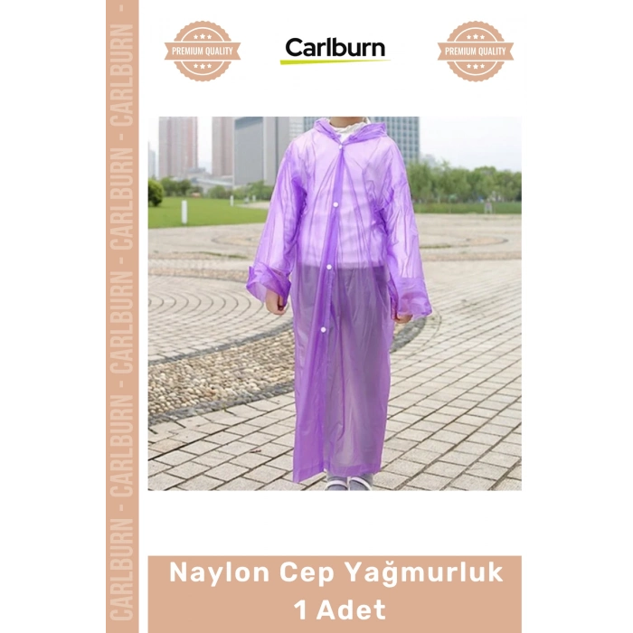 Özel Üretim Kapüşonlu Çıtçıtlı Pratik Şeffaf Kaliteli Acil Durum Konser Miting Naylon Cep Yağmurluk - 1 Adet