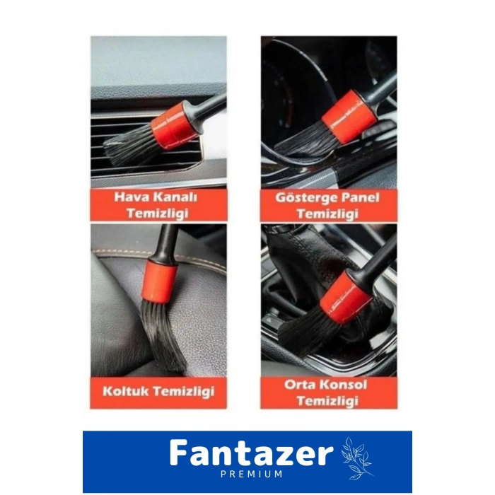 Özel Üretim Pratik Islak Kuru Otomobil Oto Araç Araba Klima Temizlik Detay Fırçası 5+1 Set