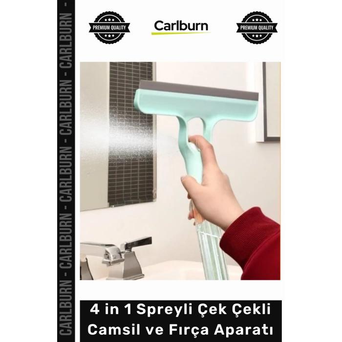 Özel Üretim Pratik Mikrofiber Bezli Profesyonel Yüzey 4 in 1 Spreyli Çek Çekli Camsil Fırça Aparatı