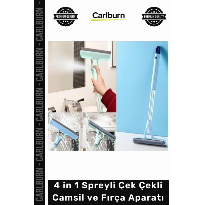 Özel Üretim Pratik Mikrofiber Bezli Profesyonel Yüzey 4 in 1 Spreyli Çek Çekli Camsil Fırça Aparatı