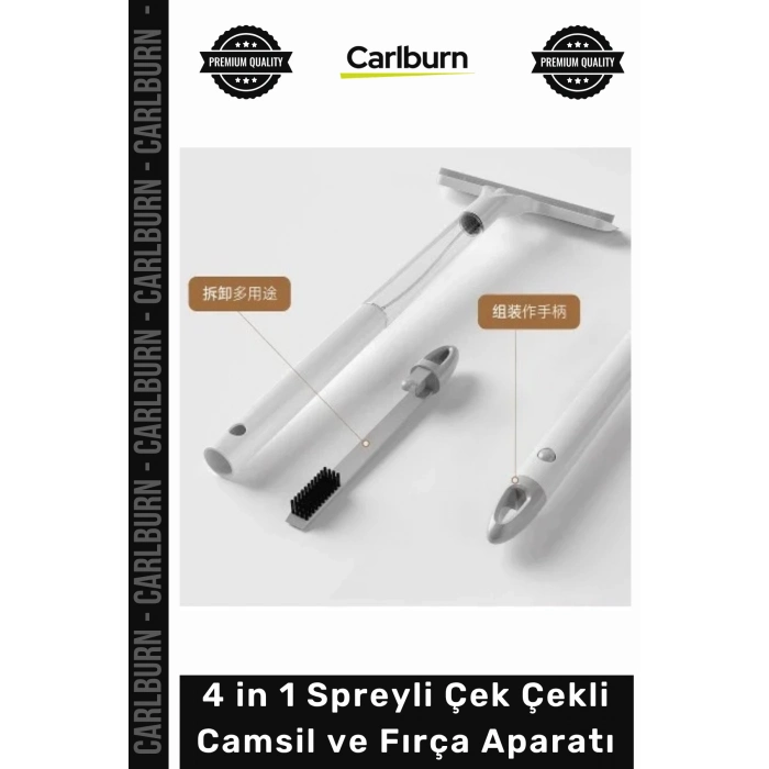 Özel Üretim Pratik Mikrofiber Bezli Profesyonel Yüzey 4 in 1 Spreyli Çek Çekli Camsil Fırça Aparatı