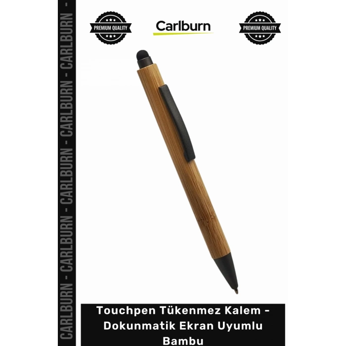 Özel Üretim Promosyon Logolu Lazer Baskı Touchpen Tükenmez Kalem Dokunmatik Ekran Uyumlu Bambu
