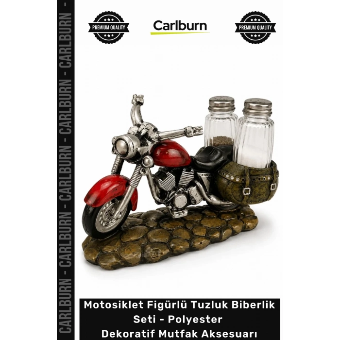 Özel Üretim Retro Motosiklet Figürlü Tuzluk Biberlik Seti Polyester Dekoratif Mutfak Aksesuarı