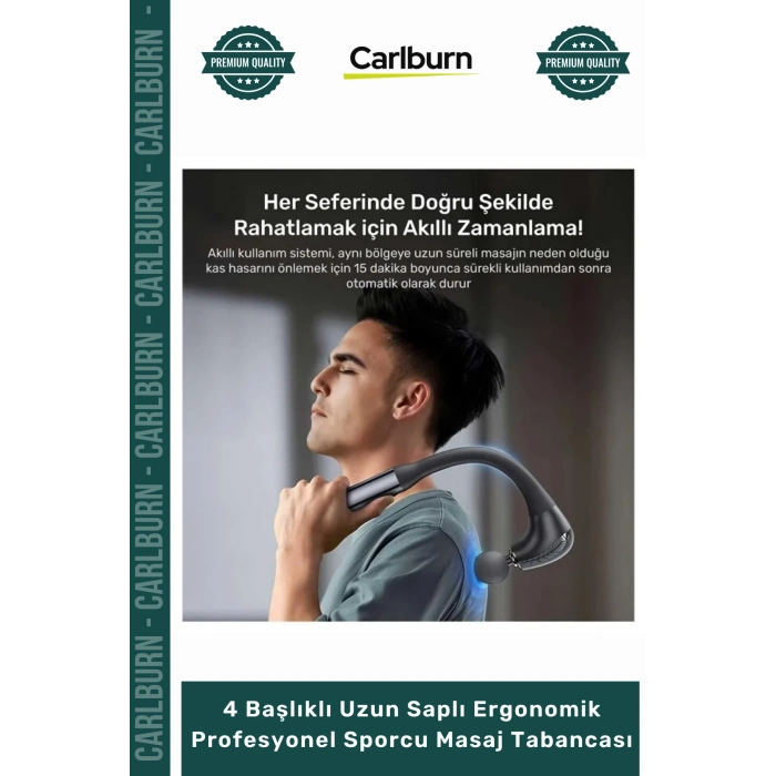 Özel Üretim Şarjlı Güçlü Masaj 4 Başlıklı Uzun Saplı Ergonomik Profesyonel Sporcu Masaj Tabancası
