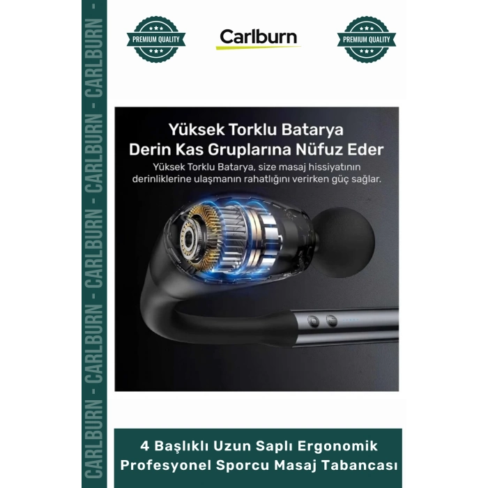 Özel Üretim Şarjlı Güçlü Masaj 4 Başlıklı Uzun Saplı Ergonomik Profesyonel Sporcu Masaj Tabancası
