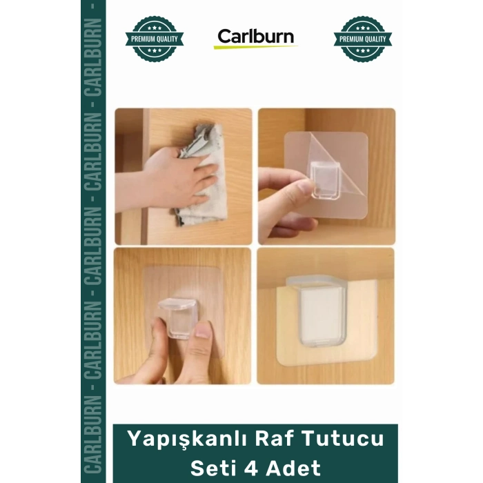 Özel Üretim Şeffaf Dolap İçi Bölme Klipsi Kolay Kurulum Aparatı Yapışkanlı Raf Tutucu Seti 4 Adet