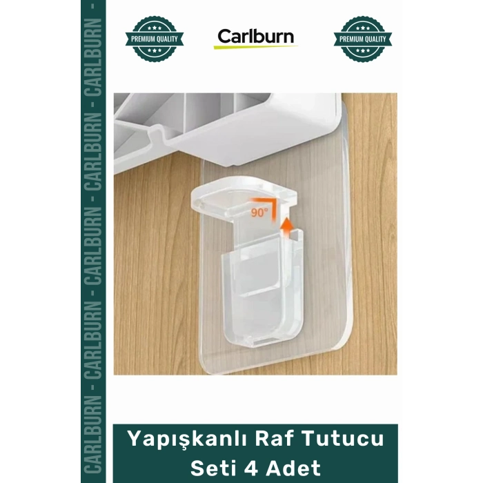 Özel Üretim Şeffaf Dolap İçi Bölme Klipsi Kolay Kurulum Aparatı Yapışkanlı Raf Tutucu Seti 4 Adet