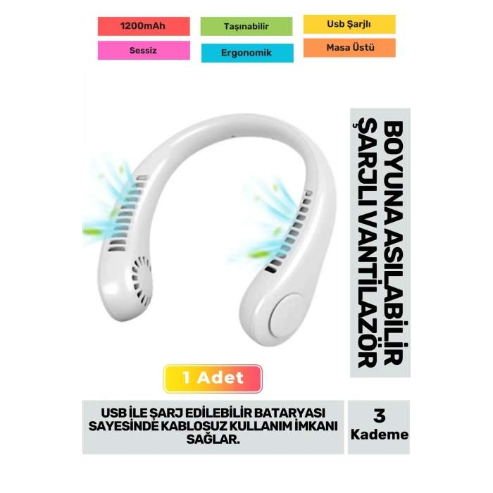 Özel Üretim Sessiz Eller Serbest Boyuna Asılabilir Şarjlı 3 Kademeli Vantilatör Klima Soğutucu Fan
