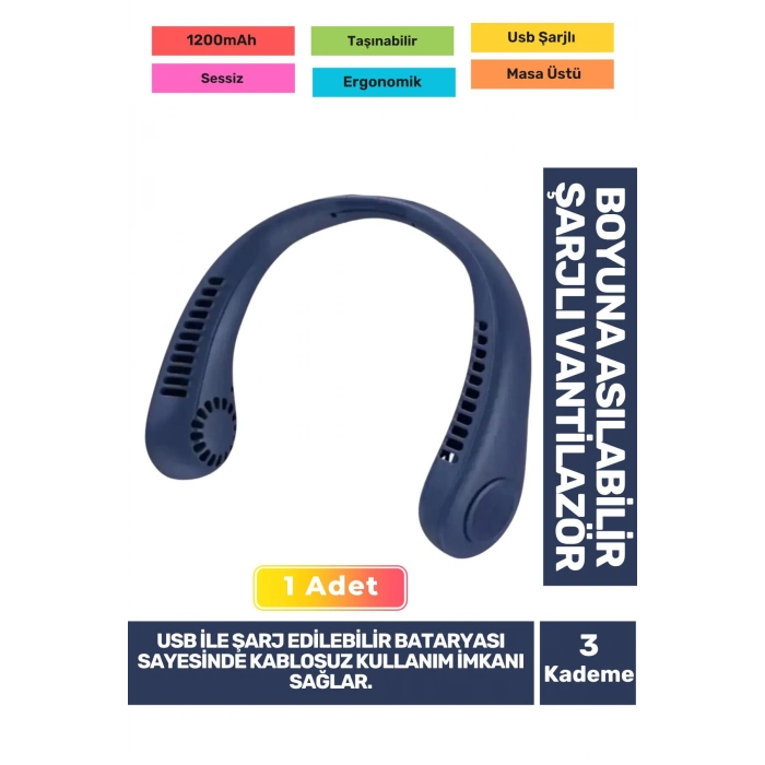 Özel Üretim Sessiz Eller Serbest Boyuna Asılabilir Şarjlı 3 Kademeli Vantilatör Klima Soğutucu Fan