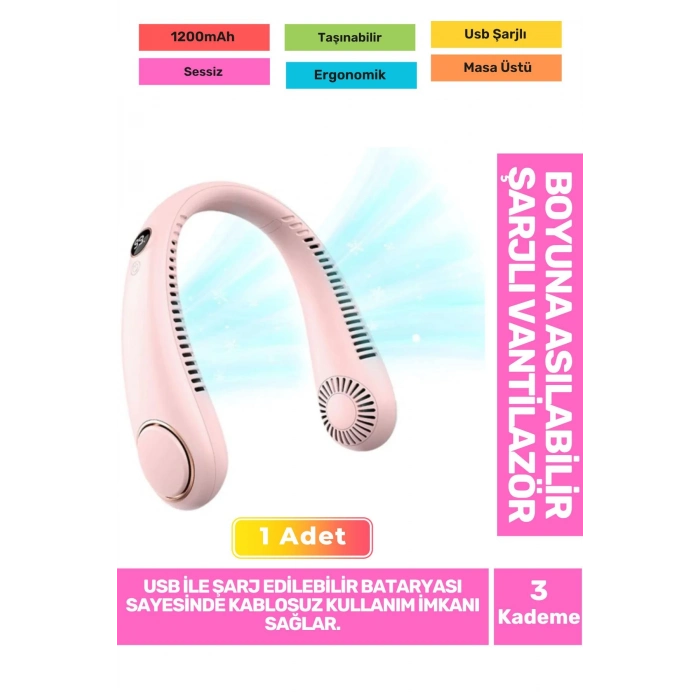 Özel Üretim Sessiz Eller Serbest Boyuna Asılabilir Şarjlı 3 Kademeli Vantilatör Klima Soğutucu Fan