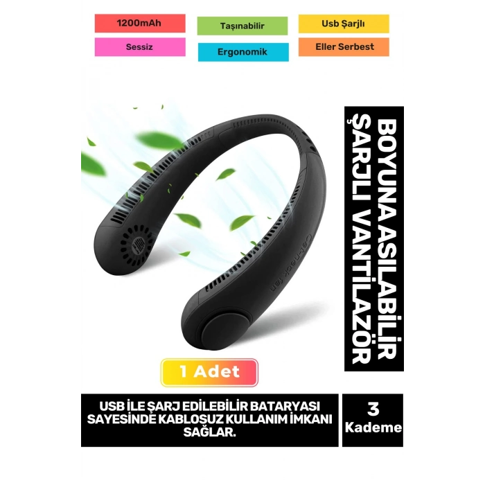 Özel Üretim Sessiz Eller Serbest Boyuna Asılabilir Şarjlı 3 Kademeli Vantilatör Klima Soğutucu Fan