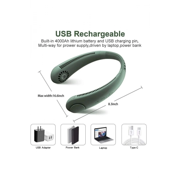 Özel Üretim Sessiz Eller Serbest Boyuna Asılabilir Şarjlı 3 Kademeli Vantilatör Klima Soğutucu Fan