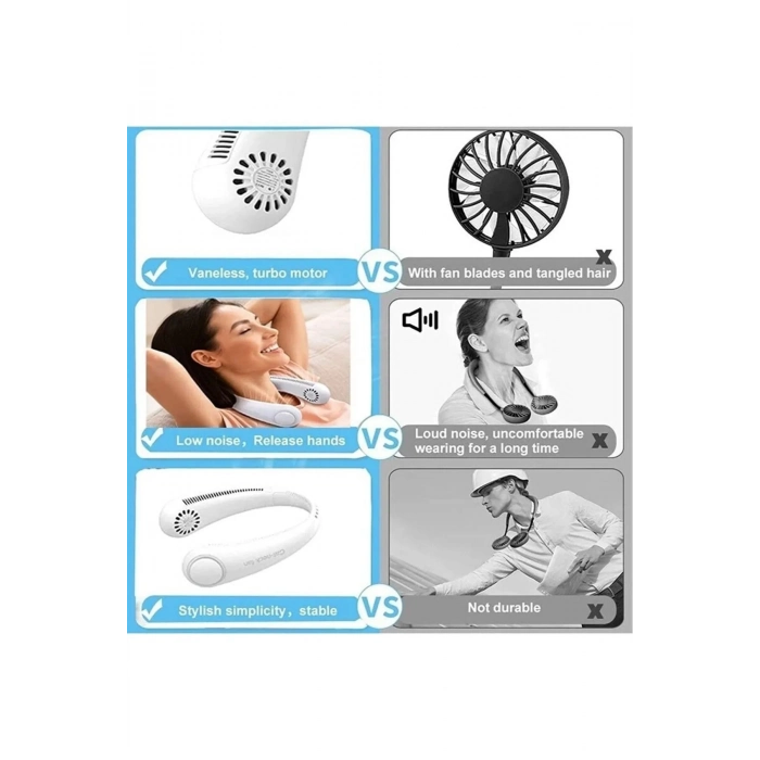 Özel Üretim Sessiz Eller Serbest Boyuna Asılabilir Şarjlı 3 Kademeli Vantilatör Klima Soğutucu Fan