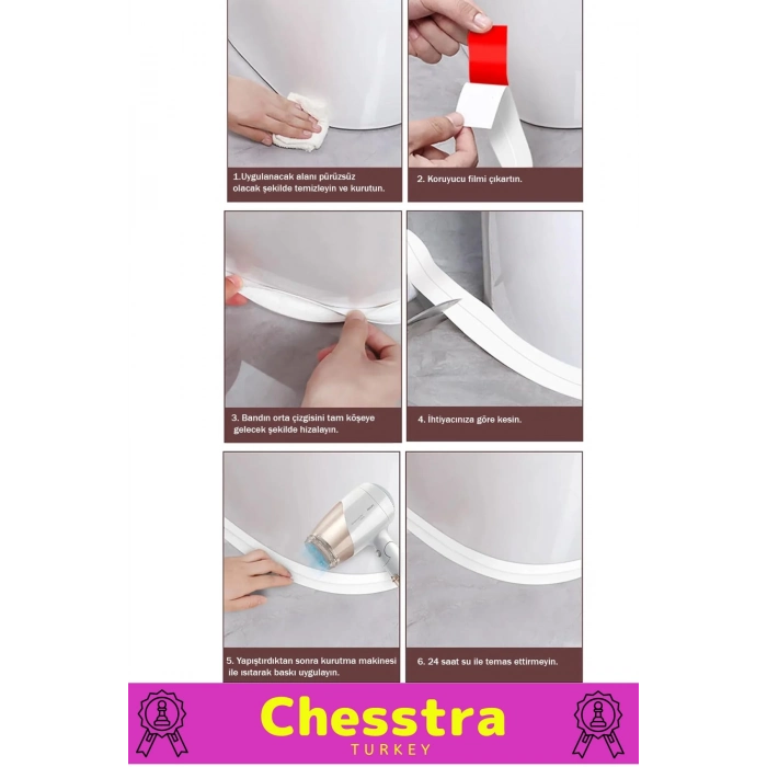 Özel Üretim Su Geçirmez Sızdırmaz Lavabo Tezgah Klozet Banyo Pencere Duş İzolasyon 3.2m Bant 3 Adet