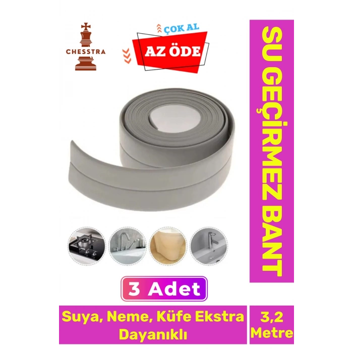 Özel Üretim Su Geçirmez Sızdırmaz Lavabo Tezgah Klozet Banyo Pencere Duş İzolasyon 3.2m Bant 3 Adet