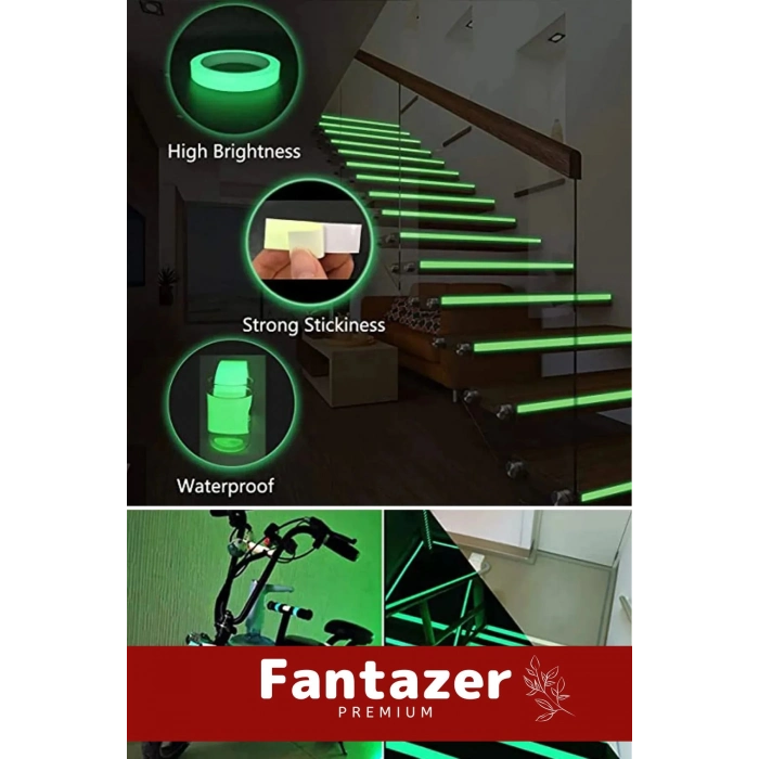 Özel Üretim Suya Dayanıklı Karanlıkta Işık Veren Merdiven Ev Bahçe 4 Metre Fosforlu Yeşil Şerit Bant