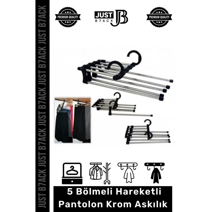 #PantolonAskısı 5 Bölmeli Dolap Organizer Pantolon Gardrop Dayanıklı Krom Çubuklu Hareketli Askılık