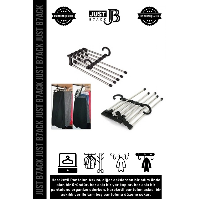 #PantolonAskısı 5 Bölmeli Dolap Organizer Pantolon Gardrop Dayanıklı Krom Çubuklu Hareketli Askılık