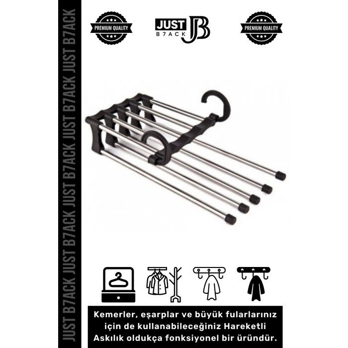 #PantolonAskısı 5 Bölmeli Dolap Organizer Pantolon Gardrop Dayanıklı Krom Çubuklu Hareketli Askılık