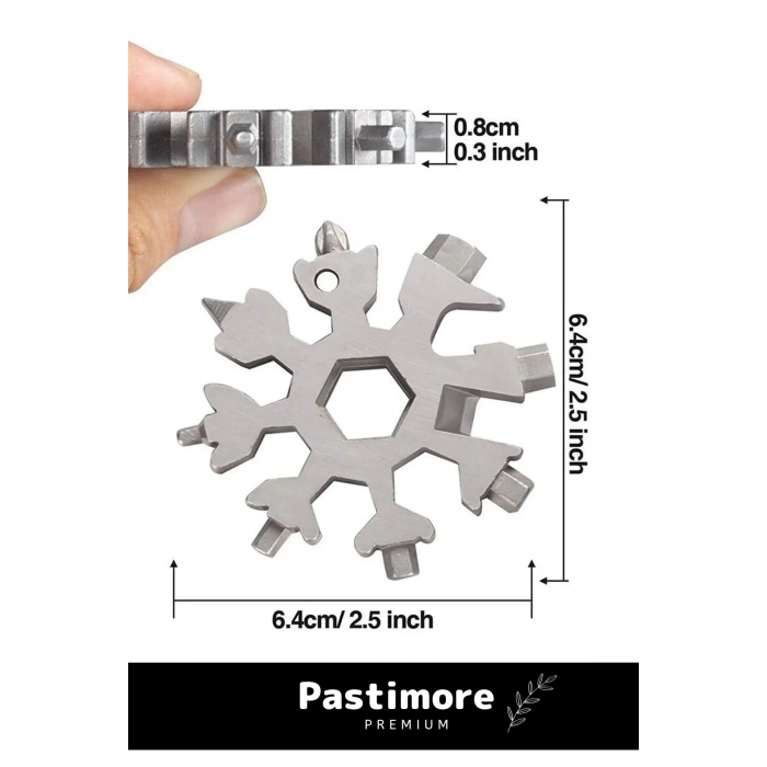 Paslanmaz Çelik Çok Fonksiyonlu Alyan Tornavida Takımı Kar Tanesi Anahtarlık Konserve Açıcı