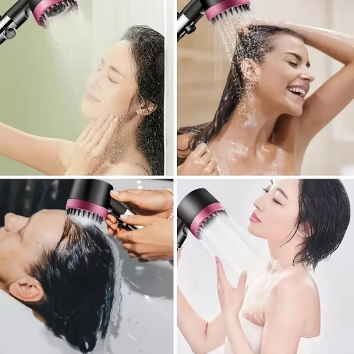 Özel Üretim Masajlı SPA Etkili Su Tasarruflu Yüksek Basınçlı Siyah Pembe 3 Modlu Filtreli Duş Başlığı