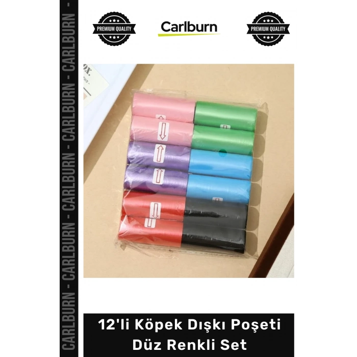 #Petshop Dayanıklı Sızdırmaz Hijyenik Pratik Ekonomik Rulo 12li Köpek Dışkı Poşeti Düz Renkli Set
