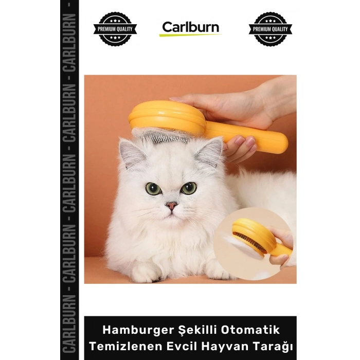 #Petshop Kedi Köpek Tüy Toplama Masaj Hamburger Şekilli Otomatik Temizlenen Evcil Hayvan Tarağı