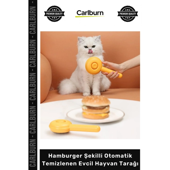 #Petshop Kedi Köpek Tüy Toplama Masaj Hamburger Şekilli Otomatik Temizlenen Evcil Hayvan Tarağı