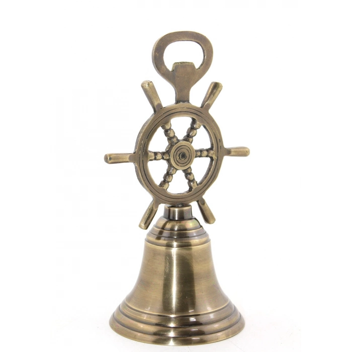 Özel Üretim Zarif İşlevsel Dekoratif Dayanıklı Estetik Denizci Temalı Pirinç Dümenli El Çanı