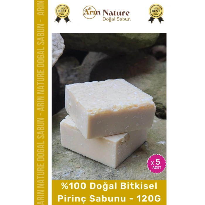 #pirinçsabunu %100 Doğal Güzel Kokulu El Yüz Saç Vücut Orijinal Bitkisel Pirinç Sabunu 120g - 5 Adet
