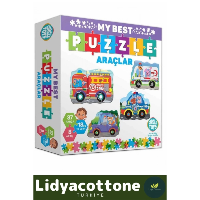 Premium 37 Parça 8 Araçlı Okul Öncesi Oyuncak Eğitici Öğretici Eğlenceli Oyuncak Araçlar Puzzle