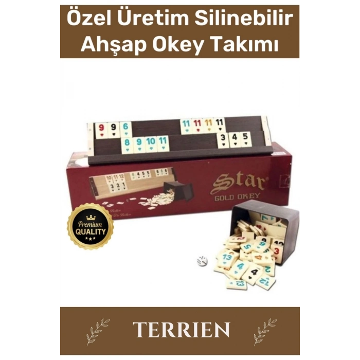 Premium Antibakteriyel Kir Tutmayan Çizilmeye Dayanıklı Silinebilir Gold Ahşap Ev Kafe Okey Takımı