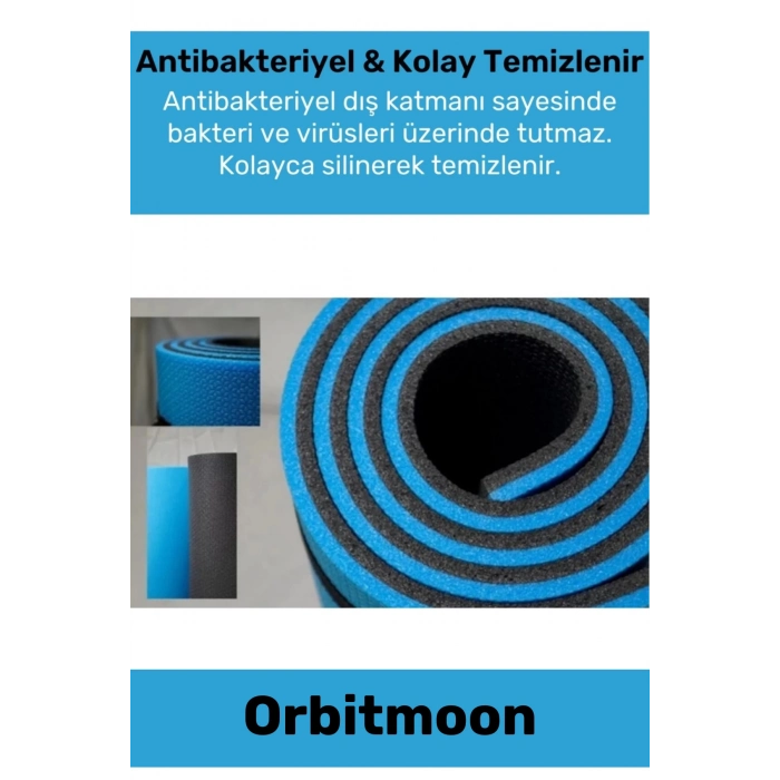 Premium Antibakteriyel Silinebilir Çift Taraflı Kaymaz Silinebilir Yoga Meditasyon Minderi 6,5mm Mat