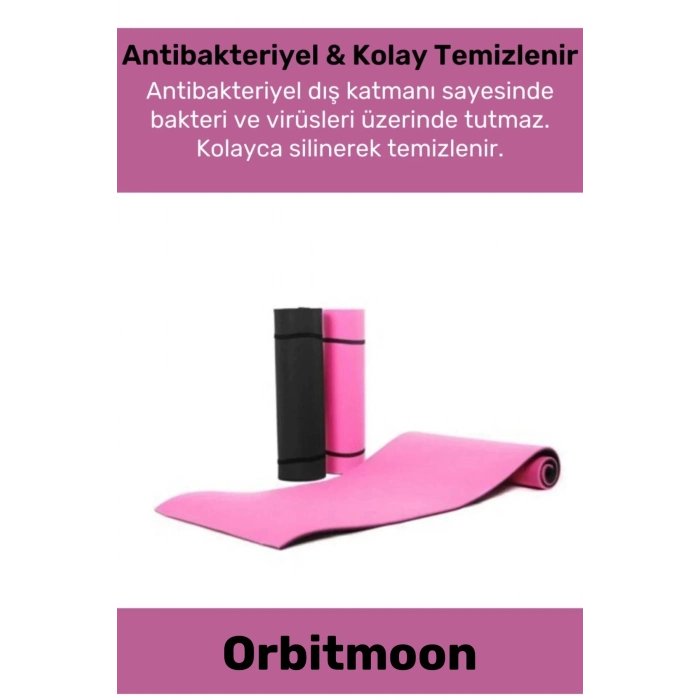 Premium Antibakteriyel Silinebilir Çift Taraflı Kaymaz Silinebilir Yoga Meditasyon Minderi 6,5mm Mat