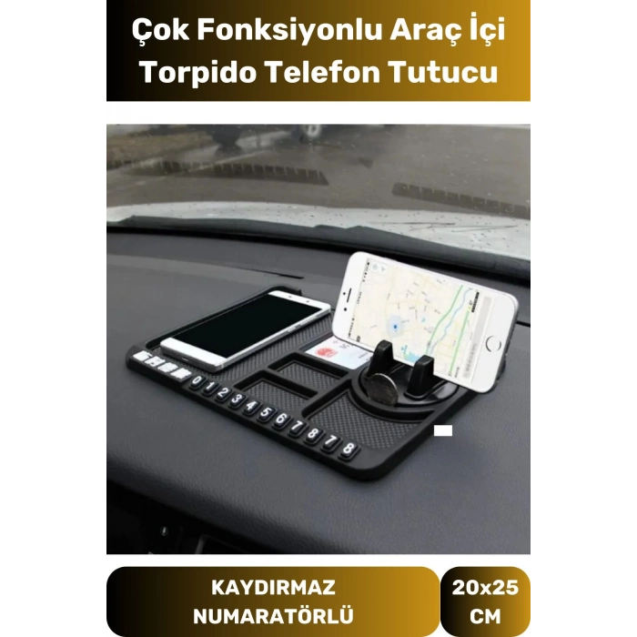 Premium Araç Içi Kaydırmaz Torpido Organizeri Numaratör Çizdirmez Çok Fonksiyonlu Araba