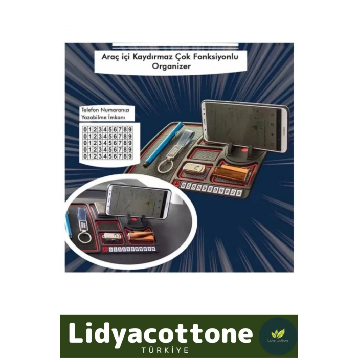 Premium Araç Içi Kaydırmaz Torpido Organizeri Numaratör Çizdirmez Çok Fonksiyonlu Araba