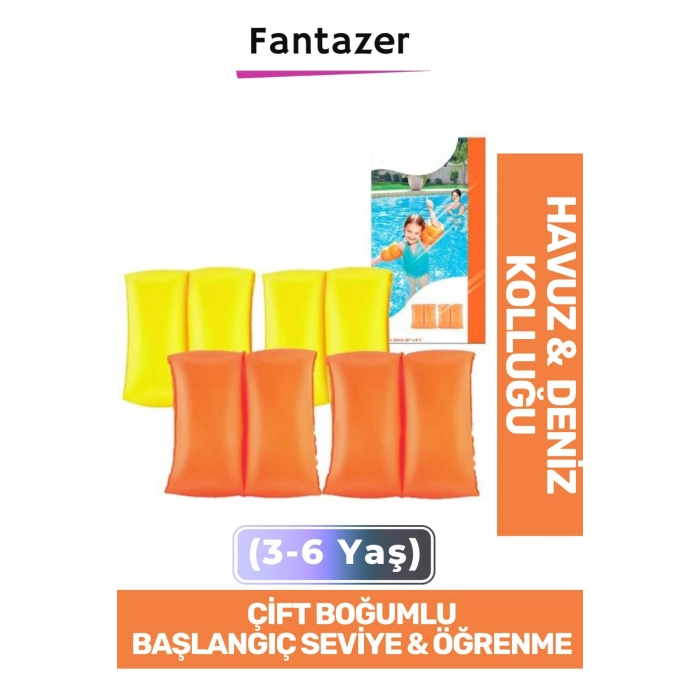 Premium Başlangıç Seviye Çift Boğumlu 3-6 Yaş Çocuk Deniz Havuz Yüzme Öğrenme Şişme Kolluğu