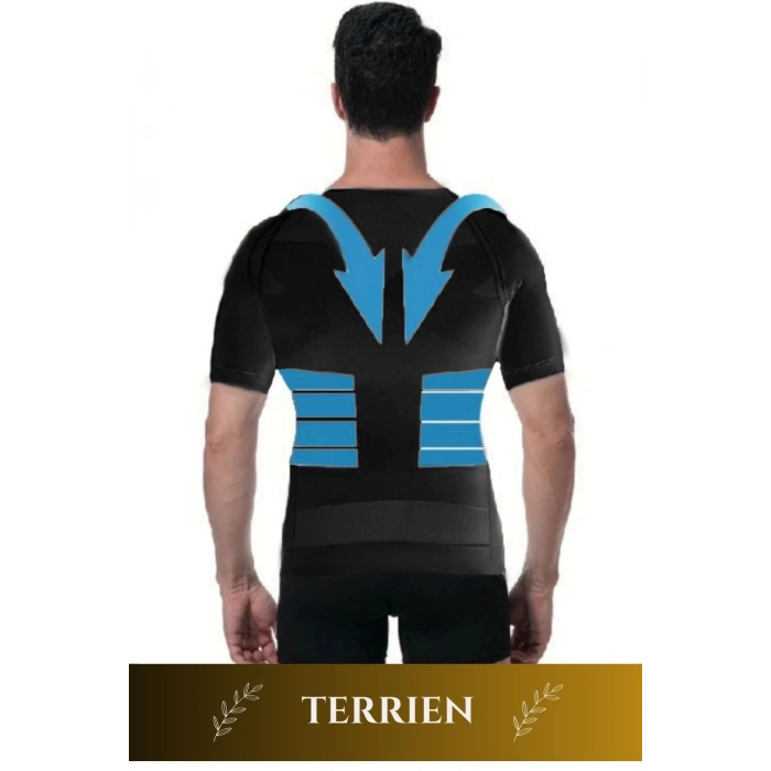 Premium Bel Göğüs Dik Duruş Jinekomasti Toparlayıcı Erkek Göbek Sıkılaştırıcı Kısa Kol Korse Atlet