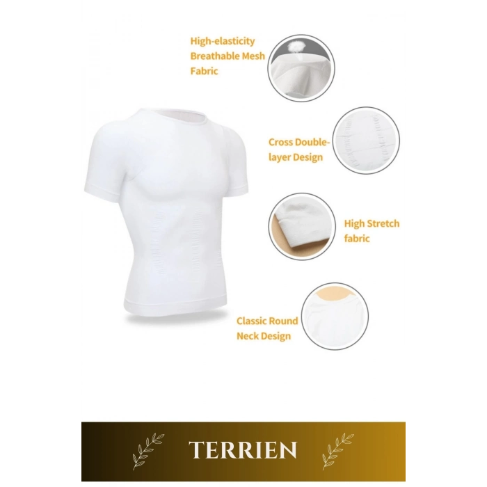 Premium Bel Göğüs Dik Duruş Jinekomasti Toparlayıcı Erkek Göbek Sıkılaştırıcı Kısa Kol Korse Atlet