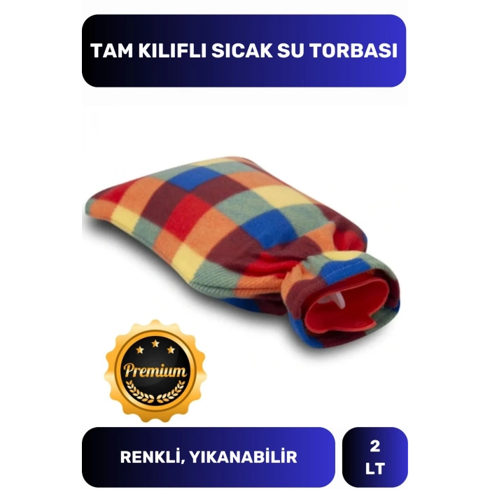 Premium Büyük Boy Kauçuk Yıkanabilir Polar Kılıflı Yumuşak Regl Kötü Hava Sıcak Su Torbası 2 Lt