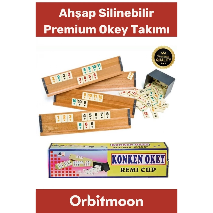 Premium Çizilmeye Dayanıklı Silinebilir Antibakteriyel Kir Tutmayan Konken Ahşap Okey Takımı