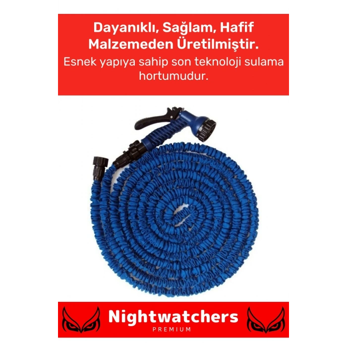 Premium Dolaşmaz Kırılmaz 7 Kademeli Uzayan Bahçe Sulama Araç Yıkama Tabancalı 22,5 Metre Hortum