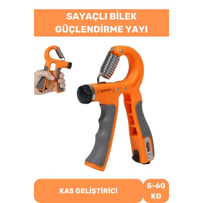 Premium El Kol Bilek Güçlendirici Kas Yapma Egzersiz Aleti Sayaçlı Direnç Yayı 5-60 Kg.